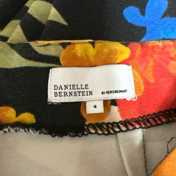 Danielle Bernstein Black Multicolor Floral Flared Leg Trousers Leggings Pants 4 - Picture 5 of 6